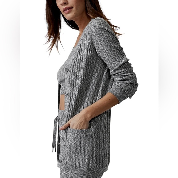 Athleta NEW Revolve Grey Ribbed Cardigan - Picture 2 of 7